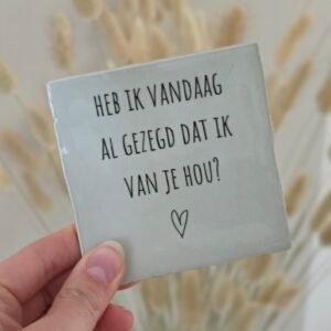 Tegeltje 'heb ik vandaag al gezegd'.