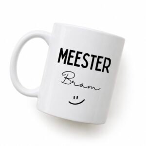Mok 'meester' gepersonaliseerd