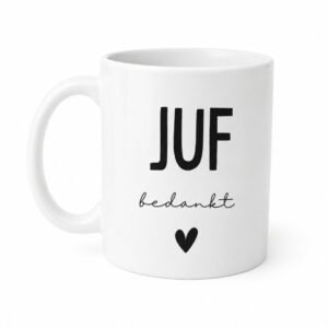 Mok 'Juf bedankt'.