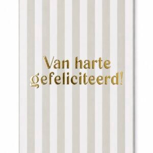 Kaartje 'Van harte gefeliciteerd'.